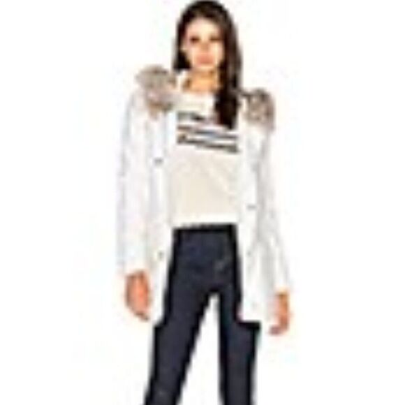 Cupcakes and Cashmere Ivory Standford Coat Faux Fur Hood Woman’s Large - Picture 14 of 14